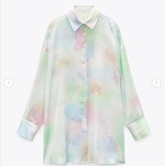 Tie Dye Satin Button Down Oversized Shirt - Picture 9 of 9